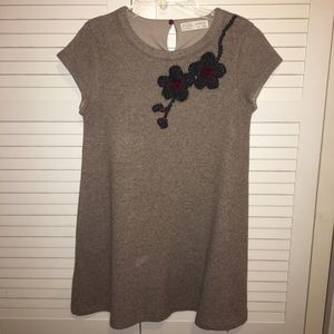 Zara Girls Woolen A-line Dress Sz 11-12 Taupe. New